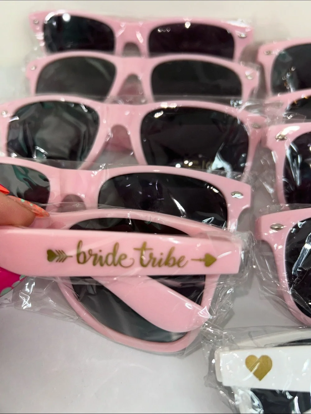 Bride and 9 Bride Squad- Classic Wayfarer Sunglasses - Pink and White